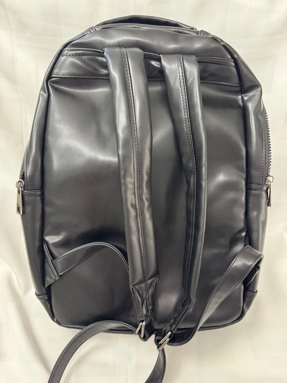 Men's Black Skull Embossed Backpack - Gothic Streetwear Faux Leather Backpack